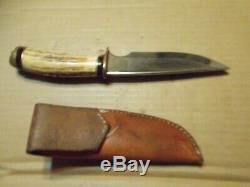 Used Rare Chandler Dal Heart pictograph. Custom Knife Stag Handle Buffalo