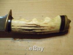 Used Rare Chandler Dal Heart pictograph. Custom Knife Stag Handle Buffalo