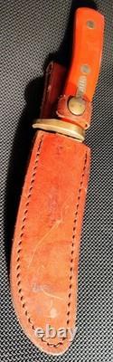 VERY RARE VTG USA SCHRADE LIMITED EDITION ORANGE DEER HUNTER KNIFE 165DU Sheath