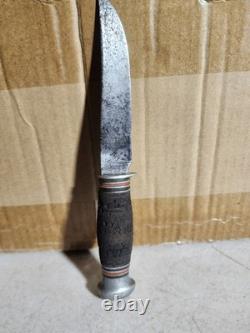 VINTAGE 1930'S REMINGTON RH-70 HUNTING KNIFE LEATHER HANDLE Preowned