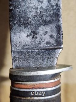 VINTAGE 1930'S REMINGTON RH-70 HUNTING KNIFE LEATHER HANDLE Preowned