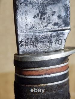 VINTAGE 1930'S REMINGTON RH-70 HUNTING KNIFE LEATHER HANDLE Preowned