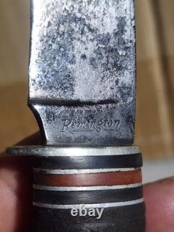 VINTAGE 1930'S REMINGTON RH-70 HUNTING KNIFE LEATHER HANDLE Preowned