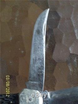VINTAGE 1940'S ERA KA-BAR FOLDING HUNTING KNIFE-OLEAN, NY-U. S. A. USED