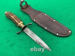 VINTAGE A. W. WADSWORTH SONS CZECHOSLOVAKIA STAG HUNTING KNIFE WithSHEATH