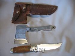 VINTAGE HUNTING SURVIVAL CASE XX Hatchet Hunting Knife Combo Set -Axe With SHEATH