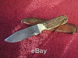 Vintage Marbles 6 3/4 Hunting Knife Fixed Blade German Stage Handle With Sheath
