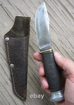 VINTAGE MARBLES GLADSTONE MICH USA PATD 1916 FIXED BLADE HUNTING KNIFE WithSHEATH