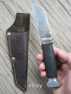 VINTAGE MARBLES GLADSTONE MICH USA PATD 1916 FIXED BLADE HUNTING KNIFE WithSHEATH