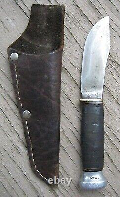 VINTAGE MARBLES GLADSTONE MICH USA PATD 1916 FIXED BLADE HUNTING KNIFE WithSHEATH