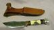 VINTAGE MARBLES HUNTING/CAMPING KNIFE STACKED LEATHER & STAG HANDLE With SHEATH