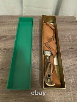 VINTAGE PUMA 6377 WHITE HUNTER KNIFE + PUMA leather SHEATH & Box 1967