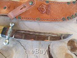 Vintage Puma Solingen Stag/antler Grips Hunting Knife With Leather Sheath