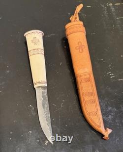 VINTAGE PUUKKO FINLAND HUNTING KNIFE & SHEATH Veikko Hakkarainen Marked RARE