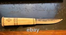 VINTAGE PUUKKO FINLAND HUNTING KNIFE & SHEATH Veikko Hakkarainen Marked RARE