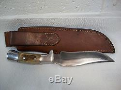Vintage Ruana M Custom Finn Hunting, Fighting Knife And Sheath, No Resurve