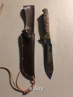 VINTAGE Rehwappen Linder Messer Knife SAWBACK Ranger Stag Hunting Bowie Knife