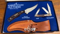 VINTAGE Schrade Old Timer Gift Set Knife Set 152 OT Sharpfinger 34 OT Middleman