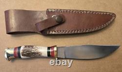 VINTAGE VOSS CUTLERY CO STAG HUNTING KNIFE 5.5 BLADE With SHEATH GERMANY RARE