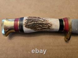 VINTAGE VOSS CUTLERY CO STAG HUNTING KNIFE 5.5 BLADE With SHEATH GERMANY RARE