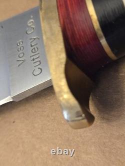 VINTAGE VOSS CUTLERY CO STAG HUNTING KNIFE 5.5 BLADE With SHEATH GERMANY RARE