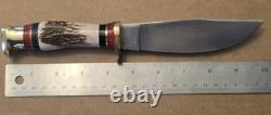 VINTAGE VOSS CUTLERY CO STAG HUNTING KNIFE 5.5 BLADE With SHEATH GERMANY RARE