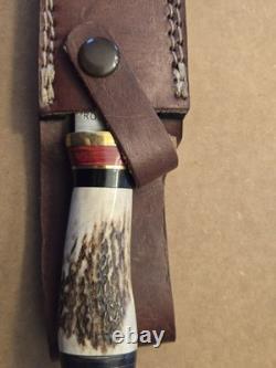 VINTAGE VOSS CUTLERY CO STAG HUNTING KNIFE 5.5 BLADE With SHEATH GERMANY RARE