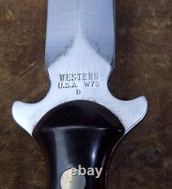 VINTAGE WESTERN W75 HUNTING COMBAT DAGGER BOOT KNIFE with ORIG. SHEATH USA