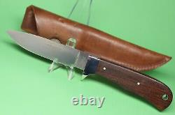 VTG Bowen Atlanta Ga. USA Wood Handle Drop Point Hunting Knife & Leather Sheath