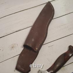 VTG CUTCO 1769 USA SERRATED SPORTSMAN HUNTING KNIFE with Leather Sheath Brown RARE