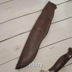 VTG CUTCO 1769 USA SERRATED SPORTSMAN HUNTING KNIFE with Leather Sheath Brown RARE