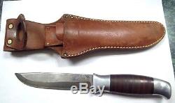 VTG FIXED BLADE MORSETH BRUSLETTO NORWAY HUNTING KNIFE WITH LEATHER SHEATH
