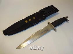 Vtg Gerber Bmf 14.5 L Fixed Blade Hunting Survival Knife & Sheath With Stone