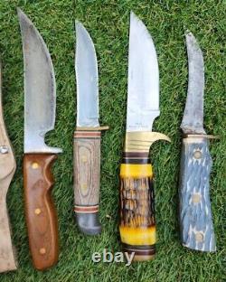 VTG Hunting Knife LOT IMPERIAL, SHARP, TIMBER RATTLER Surgical RARE Wood Horn