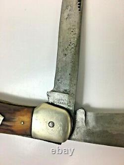 VTG Ka-Bar Kabar Dog Head Two Blade Folding Hunting Knife Union Cut Co Olean NY