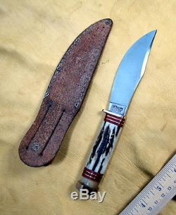 VTG MARBLES HUNTING KNIFE Gladstone 4.5 FIXED BLADE withLEATHER SHEATH Excel Cond