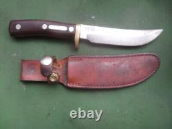VTG Schrade Old-Timer 165 Fixed Blade Knife split guard WithLeather Sheath VGC