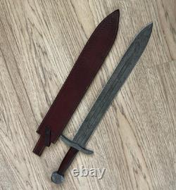 Viking Sword Custom Handmde Damascus Steel Sword With Leather Sheath