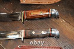 Vin Sharp TM Japan Fixed Blade Hunting Knife 8 3/4 Rosewood with Sheath Lot of 2