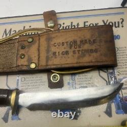 Vint Custom Made Rick Stumbo Hunting Knife Leather Handle & Bone Leather Sheath