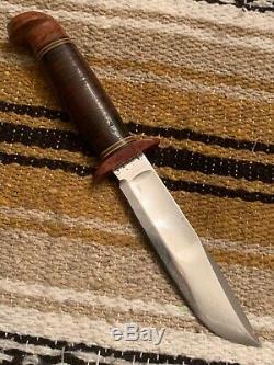 Vintage 1940s Western USA L46-5 Bowie Hunting Fishing Survival Knife withSheath