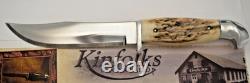 Vintage 1950's Era KINFOLKS Hunting Knife Stag Handles RARE- Flame Edge MINT