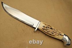 Vintage 1950's Era KINFOLKS Hunting Knife Stag Handles RARE- Flame Edge MINT