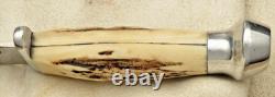 Vintage 1950's Era KINFOLKS Hunting Knife Stag Handles RARE- Flame Edge MINT