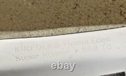 Vintage 1950's Era KINFOLKS Hunting Knife Stag Handles RARE- Flame Edge MINT