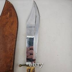Vintage 1950s Ka-Bar J Bowie Stag Handle Hunting Fixed Blade Knife with Sheath