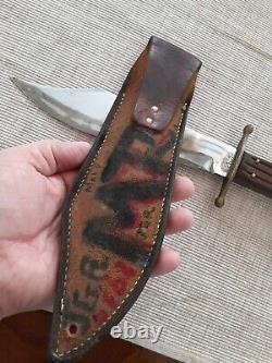 Vintage 1960s Ka-Bar 1210 USA J. Bowie Hunting Fighting Knife with Sheath