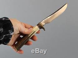 Vintage 1960s, Randall No 7 Stag Handle Knife, Rough Back Sheath & Stone