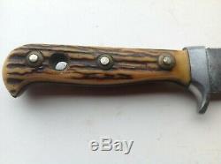 Vintage 1968 Puma 6377 Germany White Hunter Stag Knife with Sheath #5698