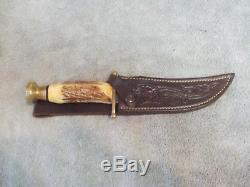 Vintage 1970's CASE XX KODIAK HUNTER Hunting Knife & Scabbard STAG HANDLE